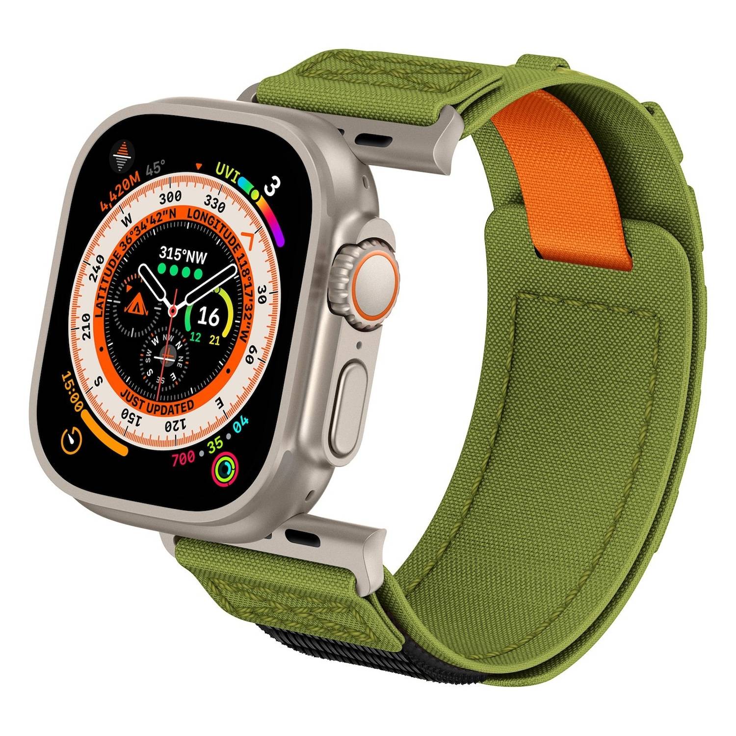 Für Apple Watch SE 2023 44mm Design Geflochtenes Nylon Armband Grün