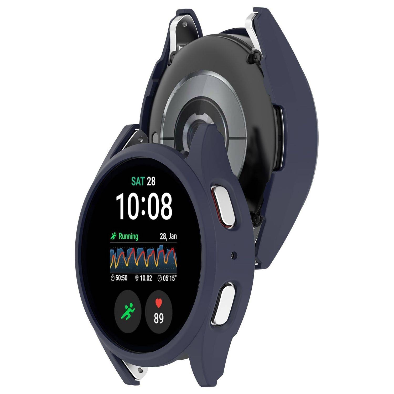 Für Samsung Galaxy Watch 7 44mm Kunststoff PC Gehäuse Hülle Dunkelblau