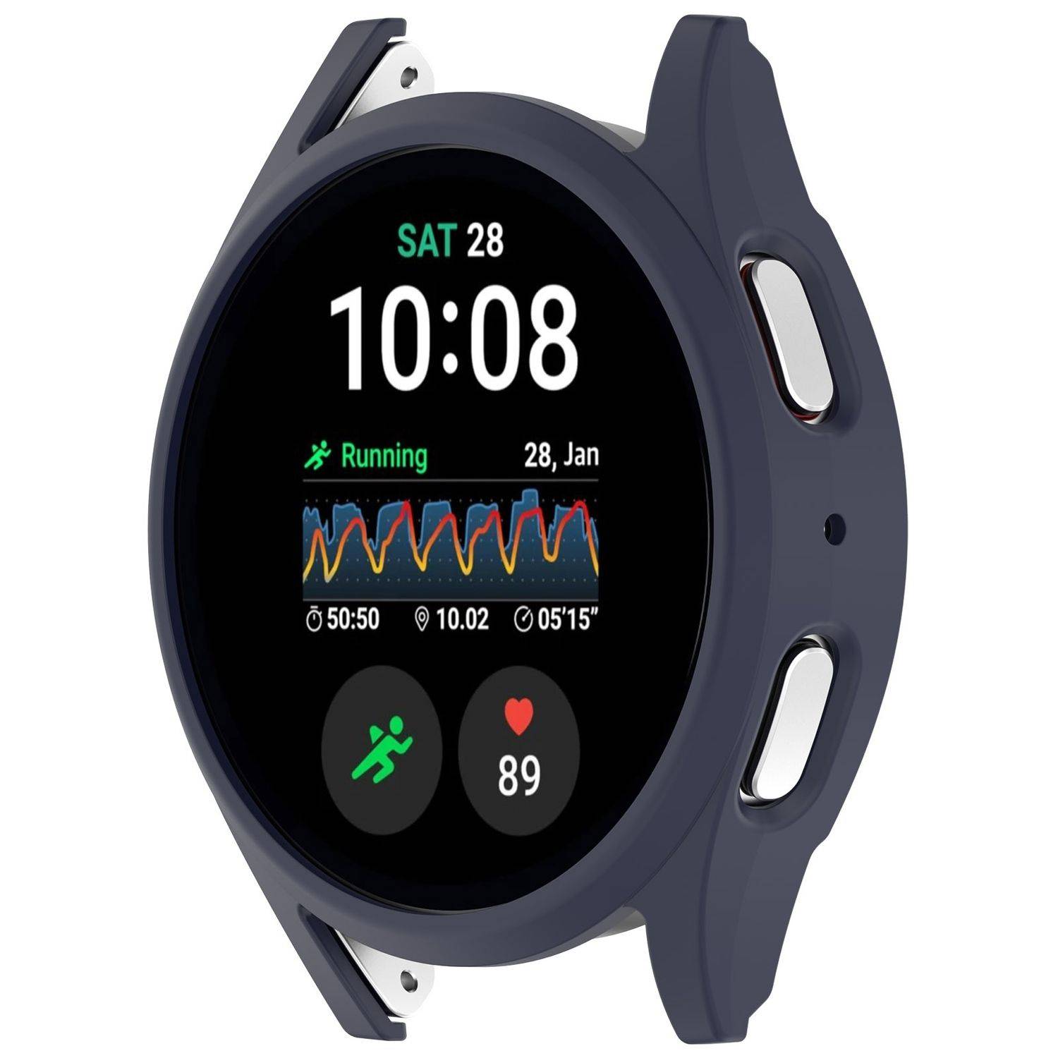 Für Samsung Galaxy Watch 7 44mm Kunststoff PC Gehäuse Hülle Dunkelblau