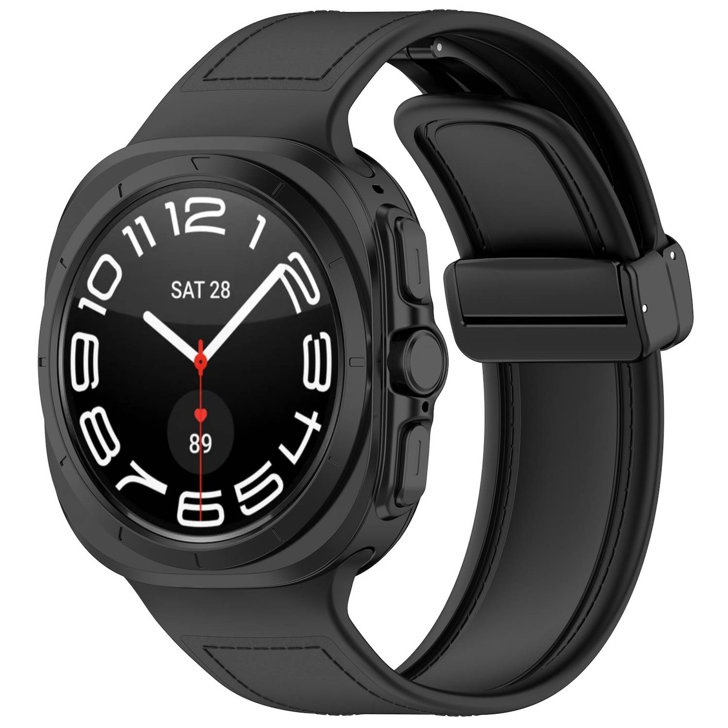 Für Samsung Galaxy Watch Ultra 47mm Magnetverschluss Armband Schwarz