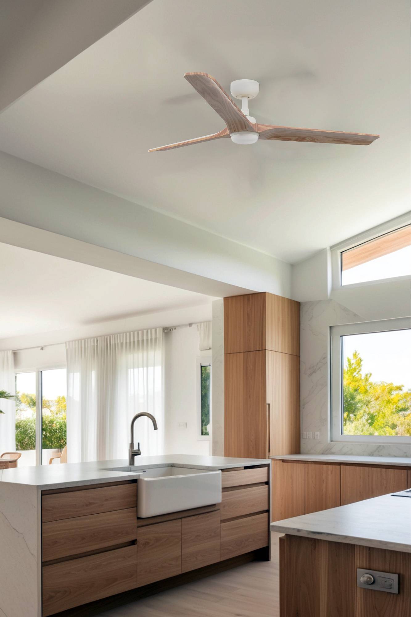 DC Deckenventilator Heywood L Weiß mit LED &amp; Fernbedienung