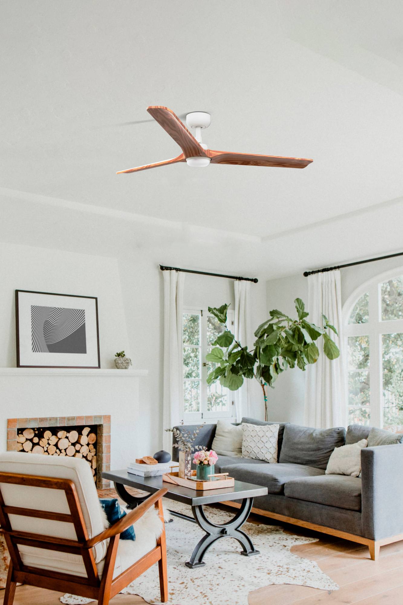 DC Deckenventilator Heywood L Weiß mit LED &amp; Fernbedienung
