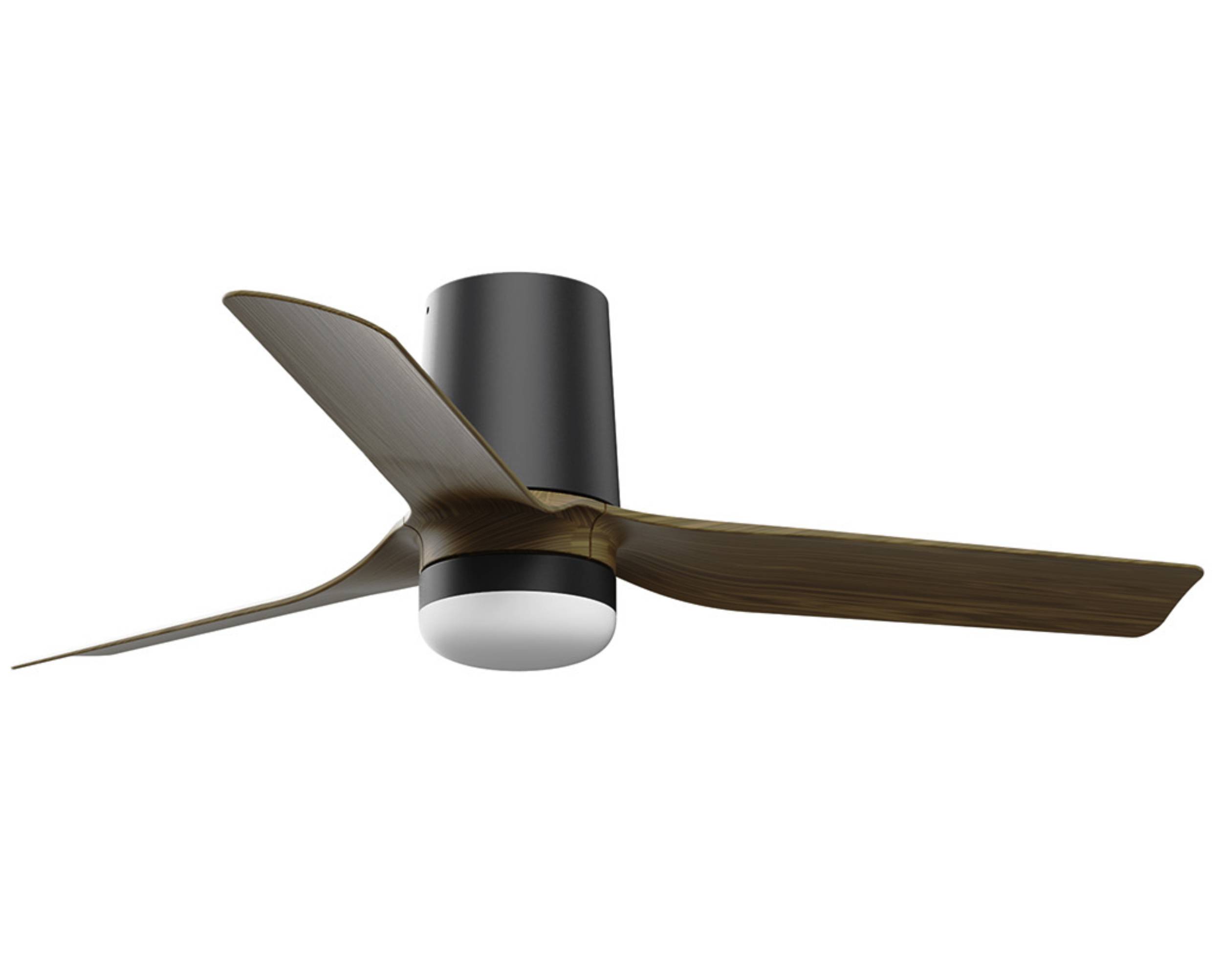 DC Deckenventilator Mini Punt Tub Schwarz-Nussbaum mit LED