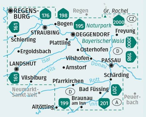 KOMPASS Wanderkarten-Set 160 Niederbayern (3 Karten) 1:50.000