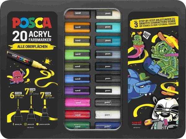Uni-ball Marker Marker uni POSCA Etui Graffiti 20er Set
