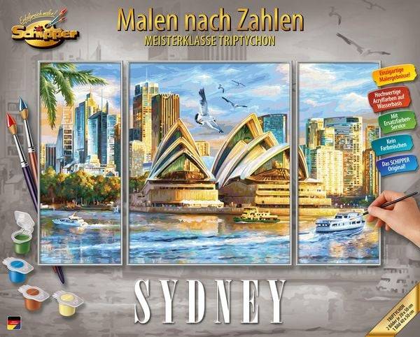 Schipper 609260909 - Malen nach Zahlen, Sydney, Triptychon, 50 x 80 cm