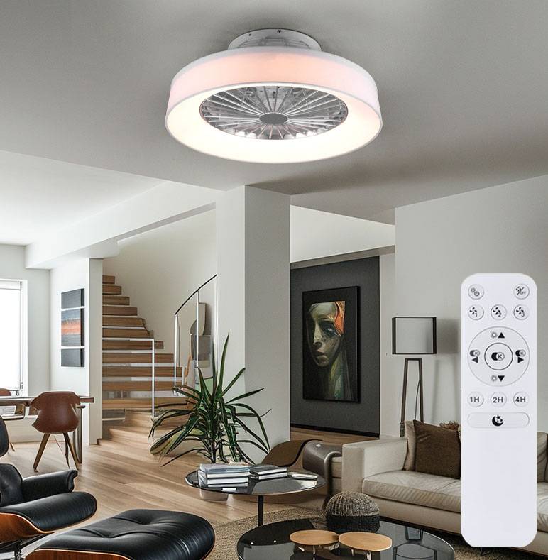 Deckenventilator mit Beleuchtung Wohnzimmerleuchte Fernbedienung Deckenleuchte weiß mit Ventilator, Dimmbar CCT Nachtlicht Timer, 30 Watt LED 3500Lm