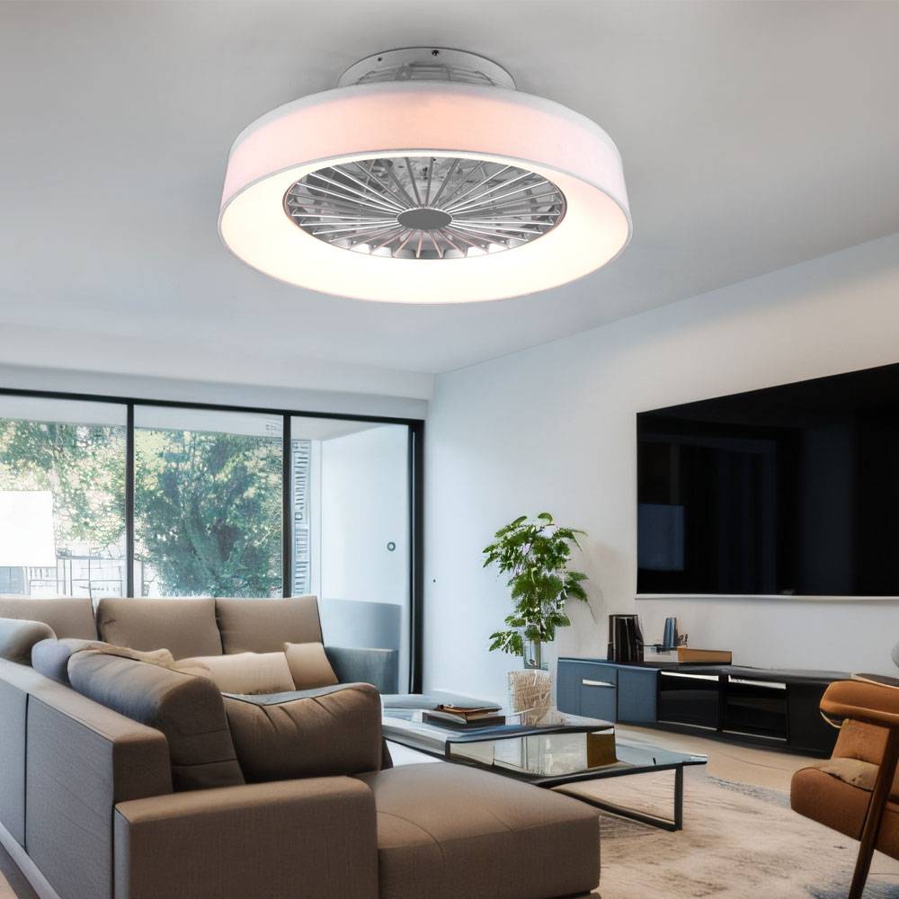 Deckenventilator mit Beleuchtung Wohnzimmerleuchte Fernbedienung Deckenleuchte weiß mit Ventilator, Dimmbar CCT Nachtlicht Timer, 30 Watt LED 3500Lm