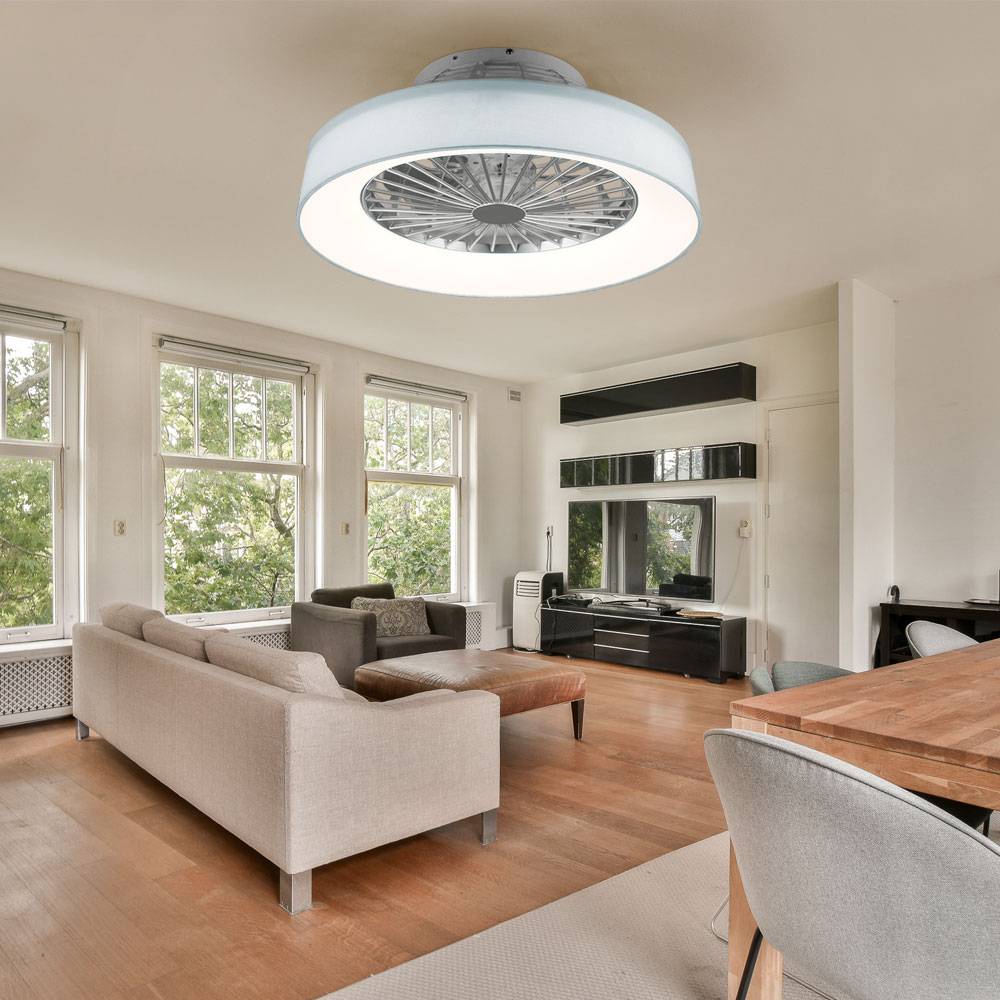 Deckenventilator mit Beleuchtung Wohnzimmerleuchte Fernbedienung Deckenleuchte weiß mit Ventilator, Dimmbar CCT Nachtlicht Timer, 30 Watt LED 3500Lm
