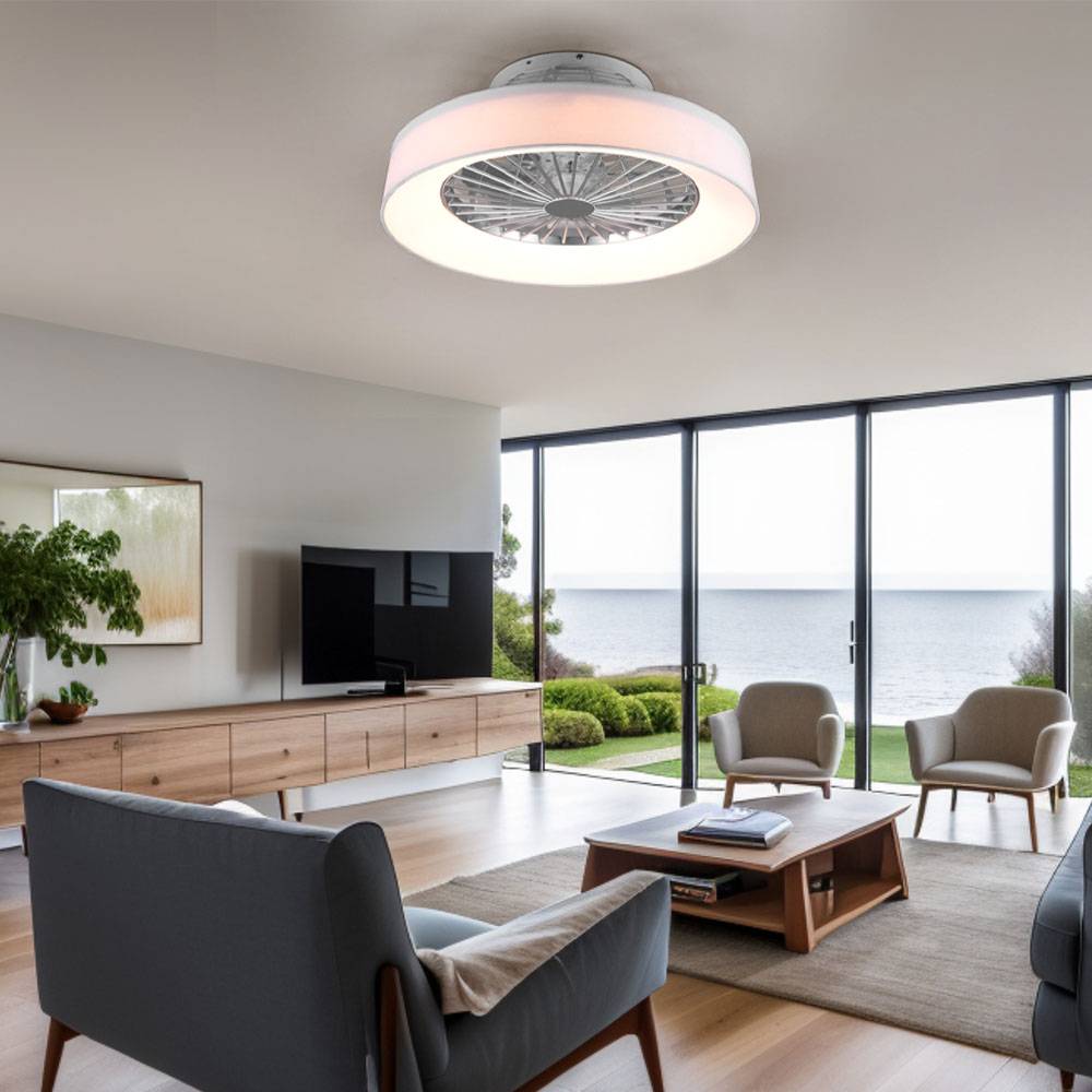 Deckenventilator mit Beleuchtung Wohnzimmerleuchte Fernbedienung Deckenleuchte weiß mit Ventilator, Dimmbar CCT Nachtlicht Timer, 30 Watt LED 3500Lm