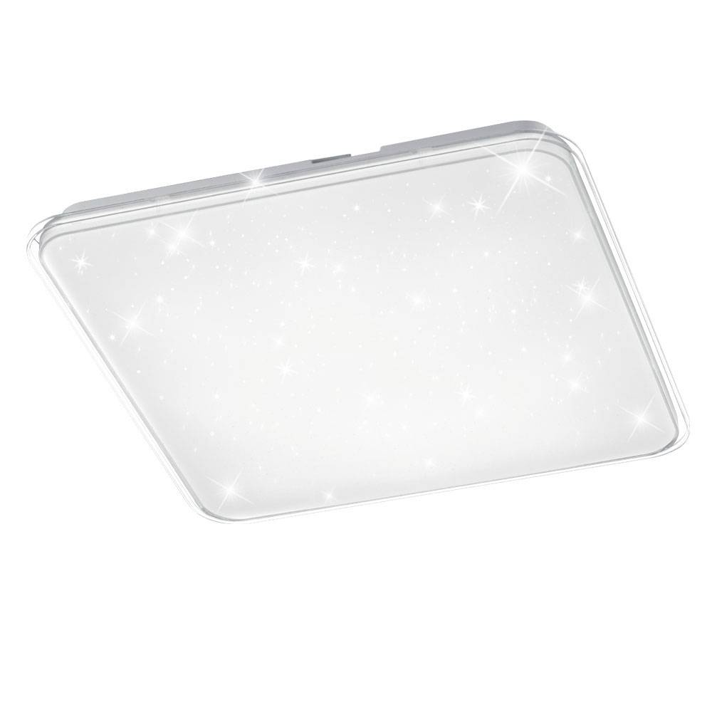 Deckenleuchte mit Sterneneffekt dimmbare Deckenlampe weiß quadratisch, 3-Stufen Dimmer, 21 Watt LED 2200 Lumen 4000K neutralweiß, 42,5x42,5x9cm, Woh