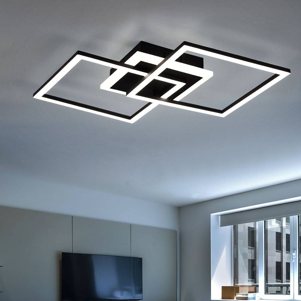 Deckenleuchte Designleuchte Deckenlampe Schlafzimmerleuchte Wohnzimmerlampe, Switch Dimmer, Metall schwarz matt, 1x LED 25W 3000Lm 3000K,L 57 cm