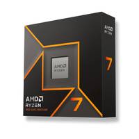 AMD Ryzen 7 Prozessor Einzelhandelschachtel, schwarze Verpackung mit orangefarbenen Akzenten und zentralem Chip-Bild.