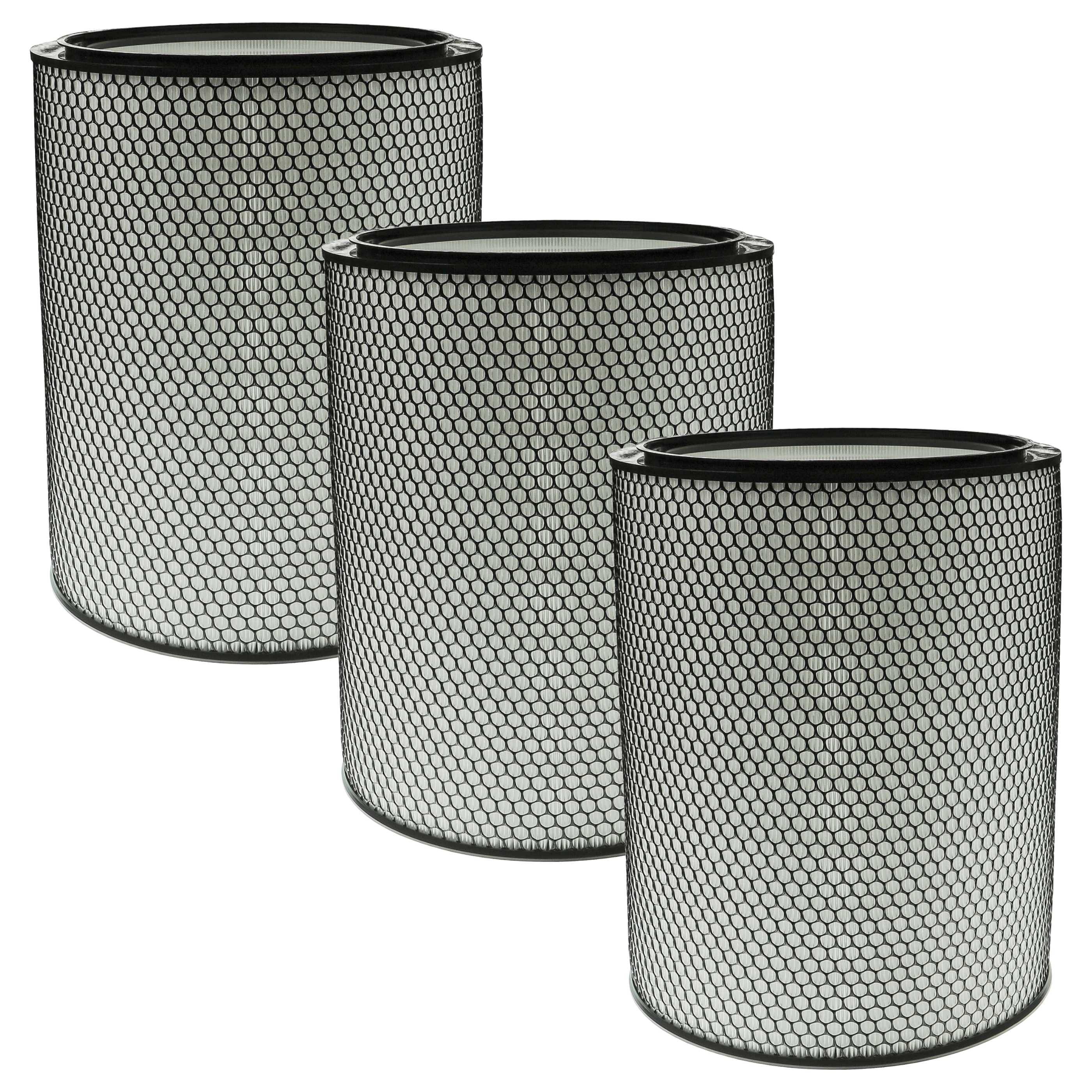 Drei zylindrische Filter mit Maschenoberflächen, die in einer gestaffelten Anordnung angezeigt werden und unterschiedliche Größen suggerieren.