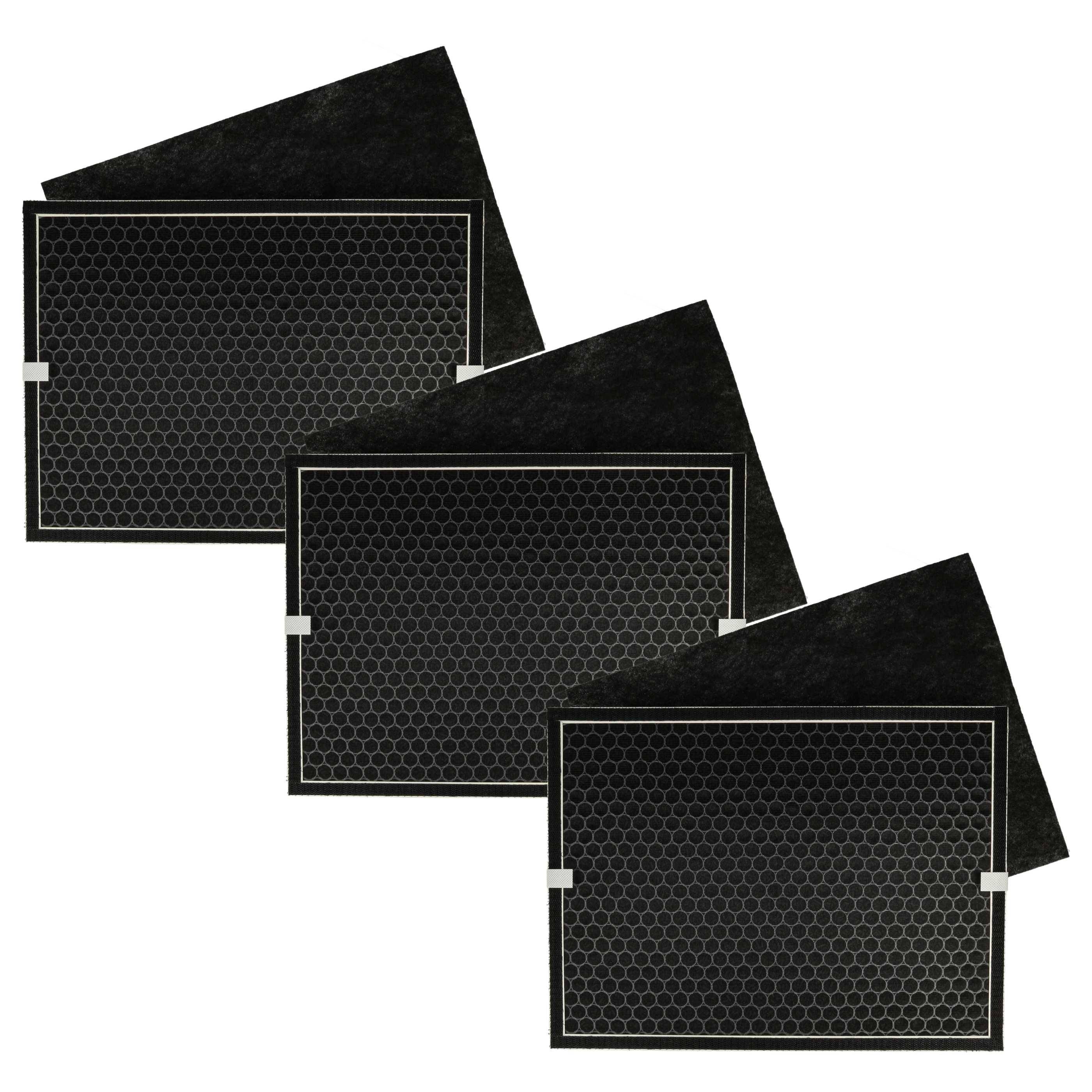 Drei schwarze rechteckige Grillmatten, jeweils mit einem Wabenmuster, diagonal angeordnet, zur antihaftbeschichteten Verwendung auf Grills.