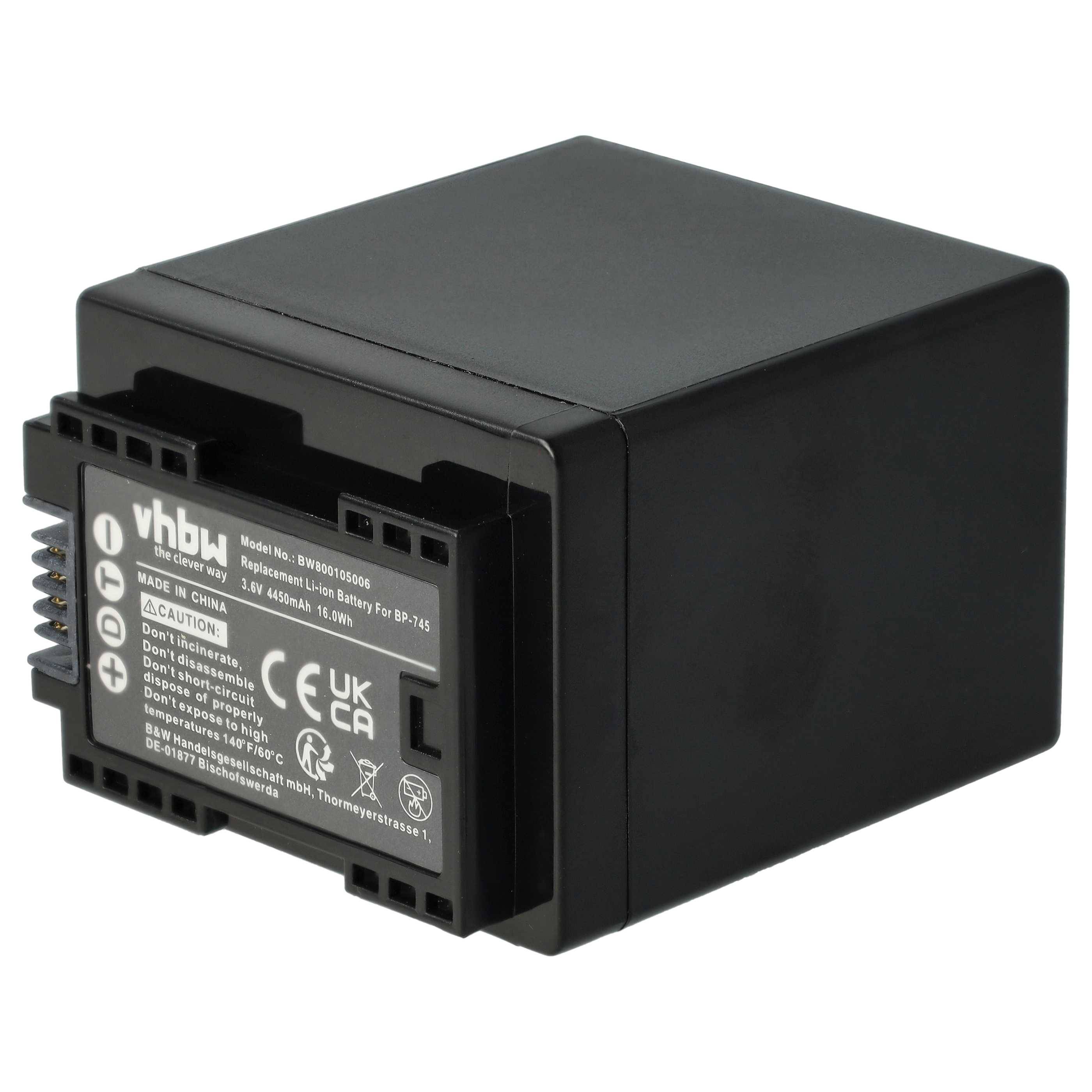 vhbw Akku kompatibel mit Canon Legria HF R306, HF M506, HF M52, HF M56 Videokamera Camcorder (4450 mAh, 3,6 V, Li-Ion) + Infochip