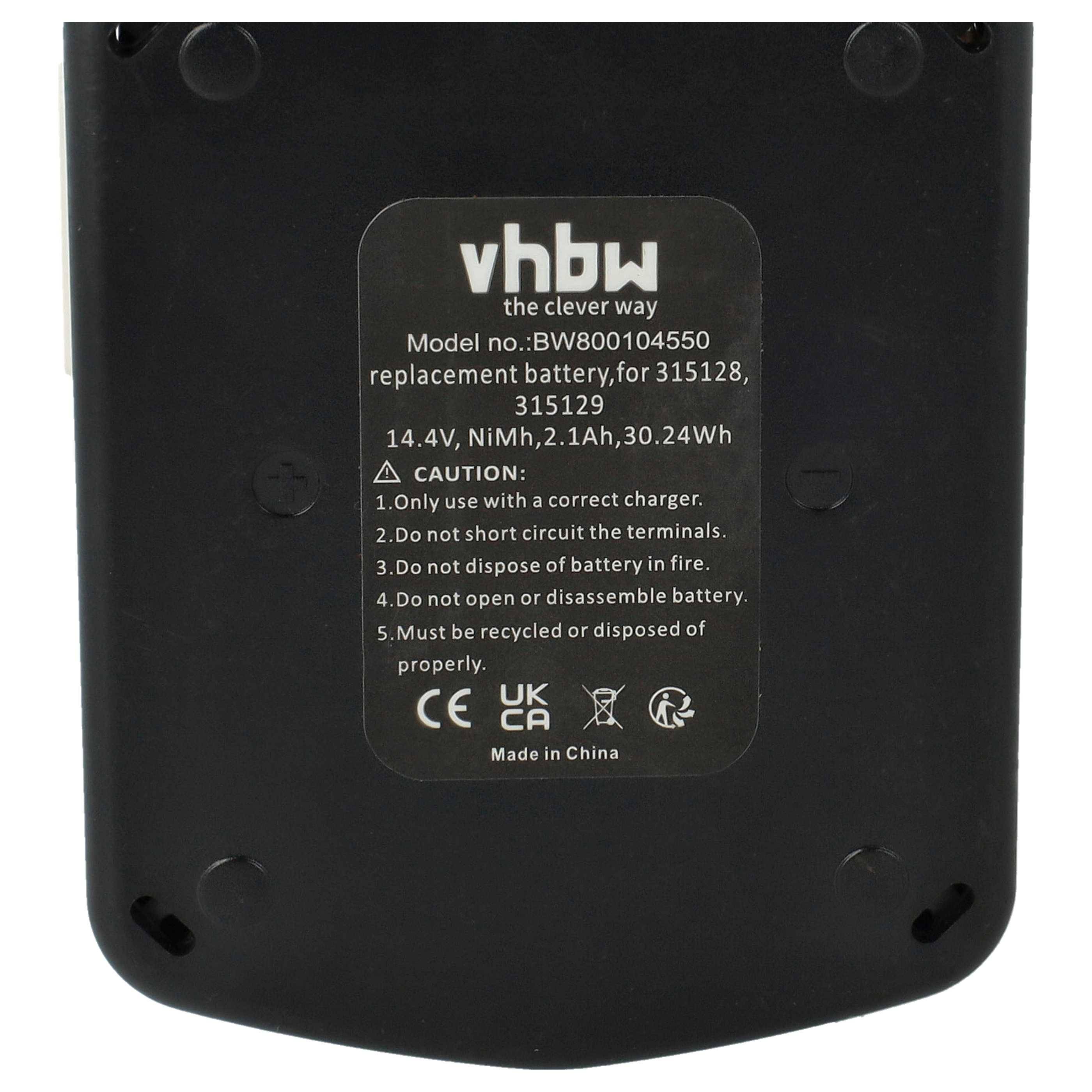 vhbw 1x Akku kompatibel mit Hitachi DS 14DVF2, DS 14DVF3, DS 14DVB2K, DS 14DVF, DS 18DVC, DS18DMR Werkzeug (2100 mAh, NiMH, 14,4 V)