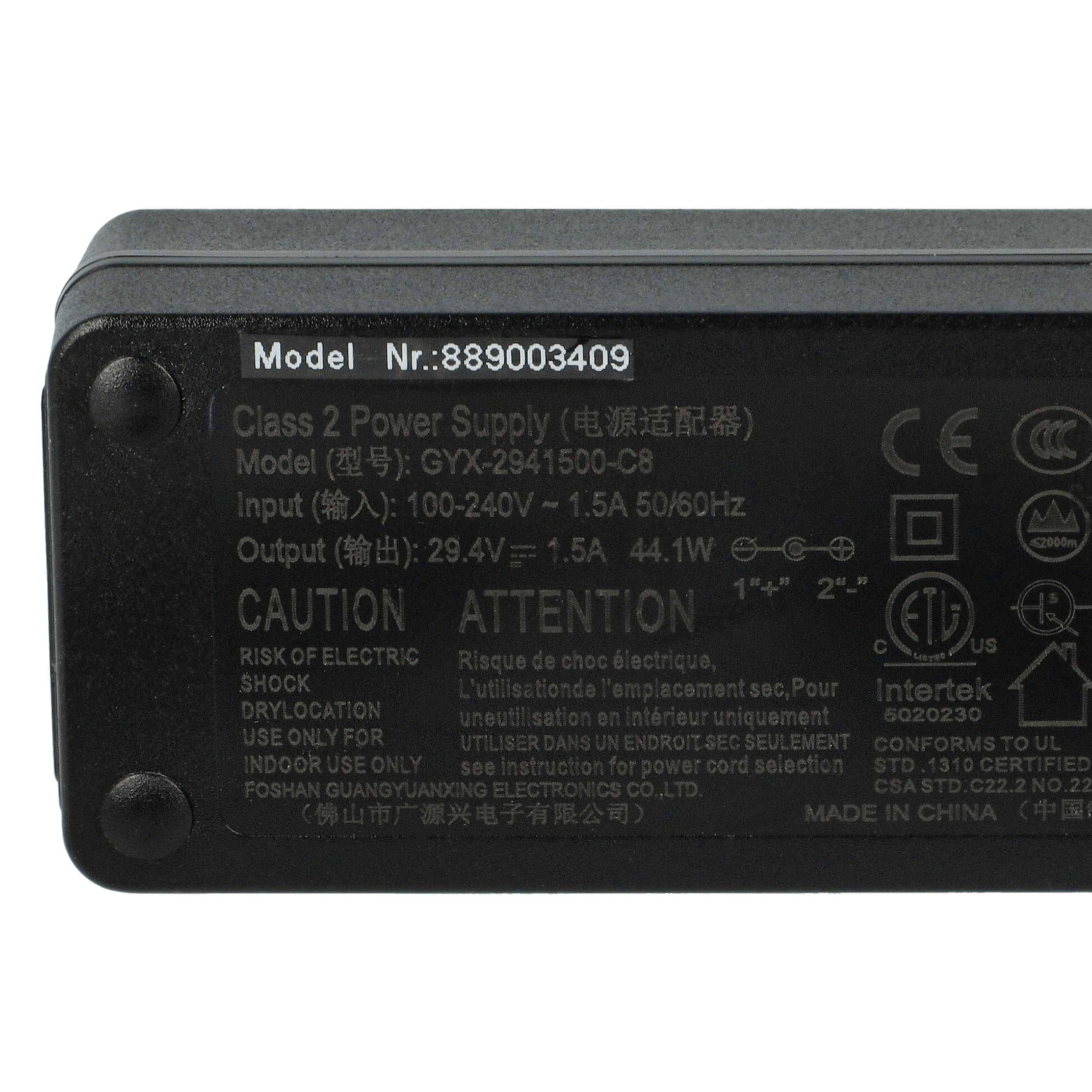 vhbw Ladegerät kompatibel mit Samsung SDI Side-Click 24V Fahrradakkus, E-Bike - Für Akkus 44.1 W