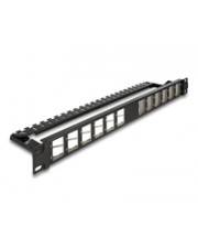Delock 19" Keystone Patchpanel 24 Port gewinkelt mit Entlastungsschiene Schwarz