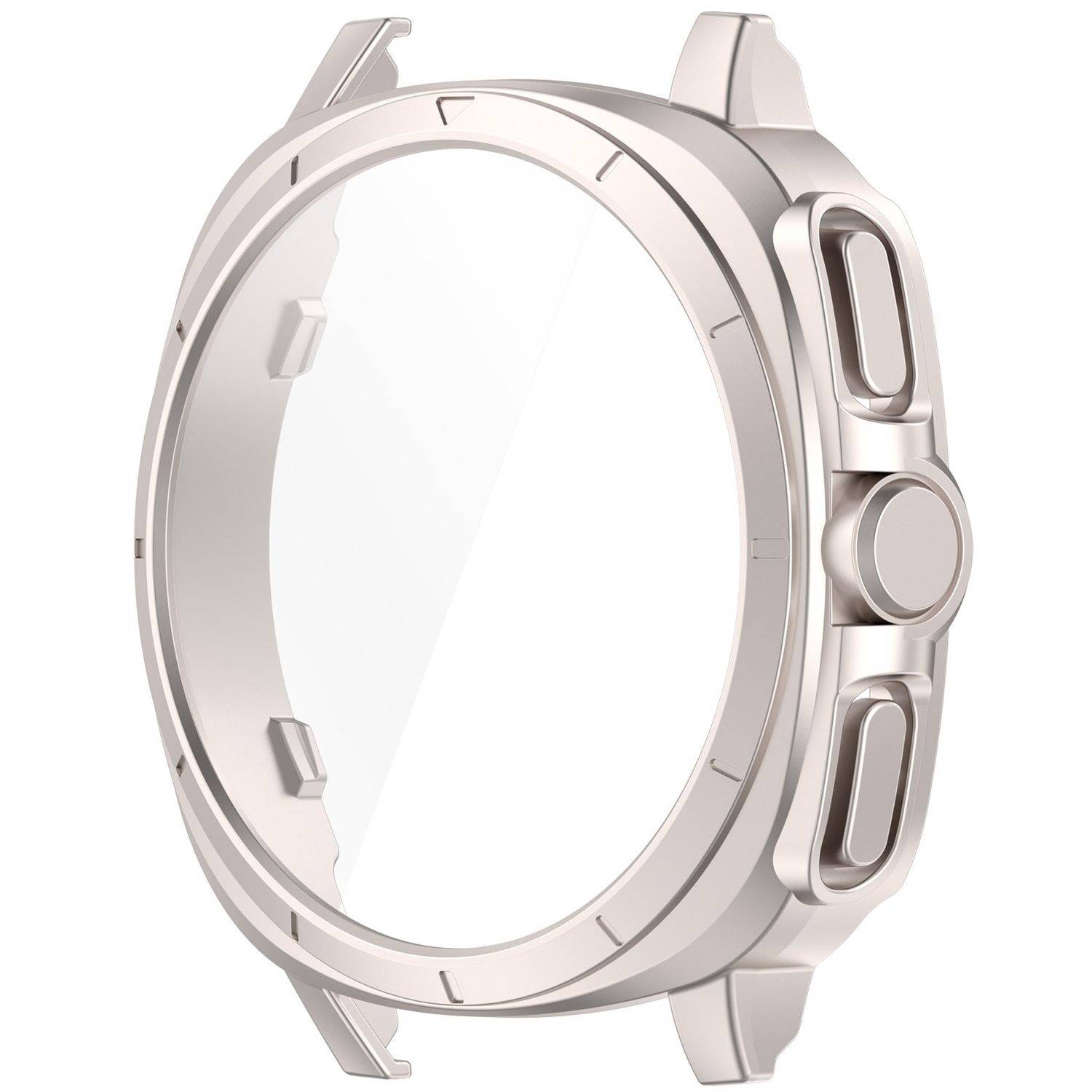 Für Samsung Galaxy Watch 7 40mm Kunststoff PC Hülle + Hart Glas Beige