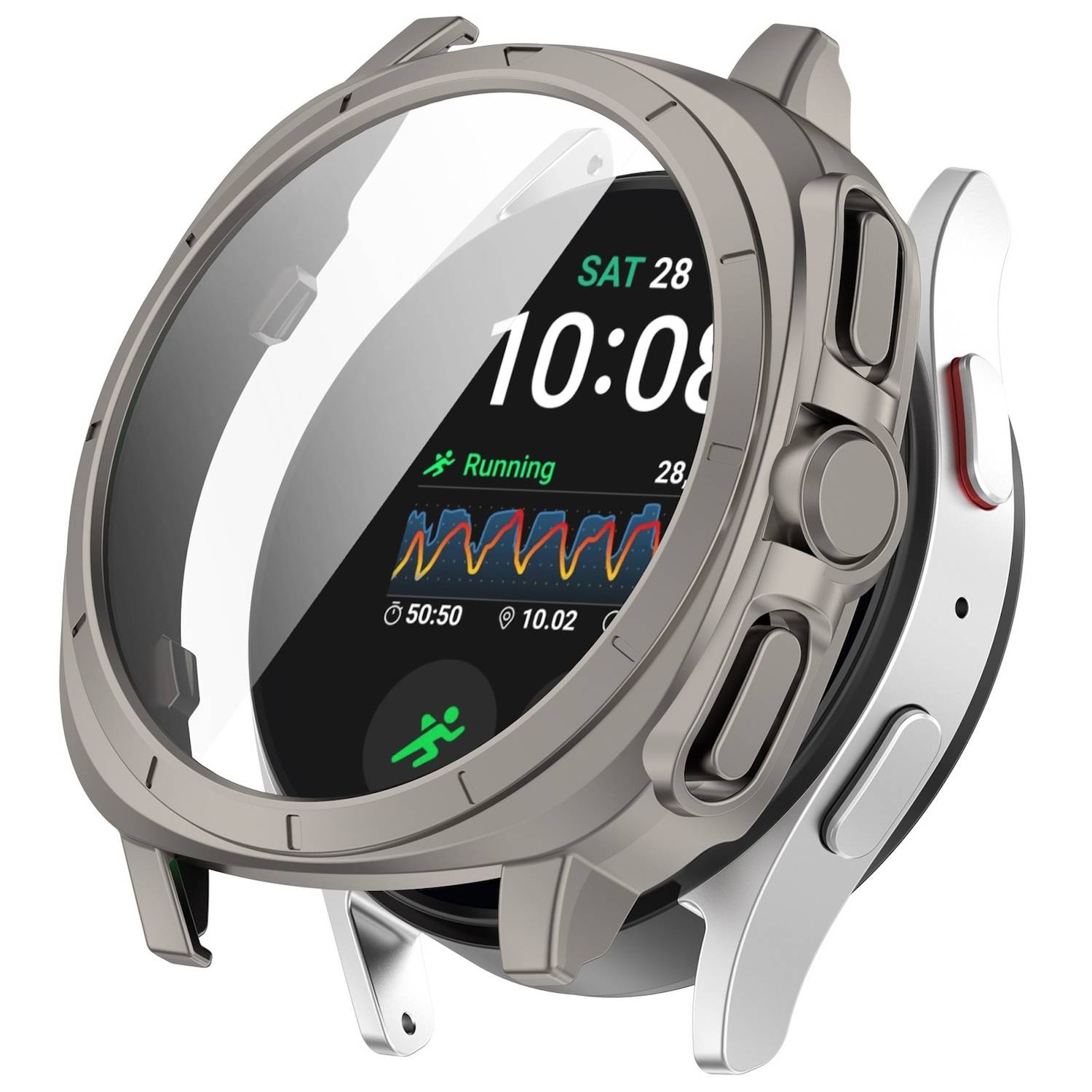 Für Samsung Galaxy Watch 7 40mm Kunststoff PC Hülle + Hart Glas Titan