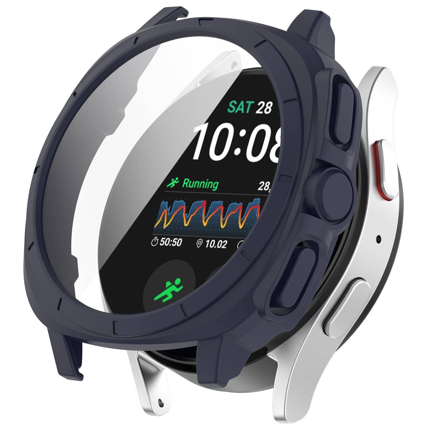 Für Samsung Galaxy Watch 7 40mm Kunststoff Hülle + Hart Glas D- Blau