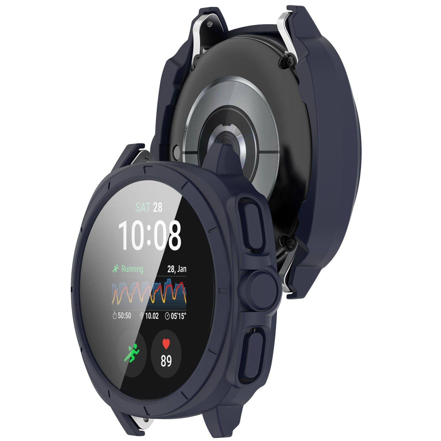 Für Samsung Galaxy Watch 7 40mm Kunststoff Hülle + Hart Glas D- Blau