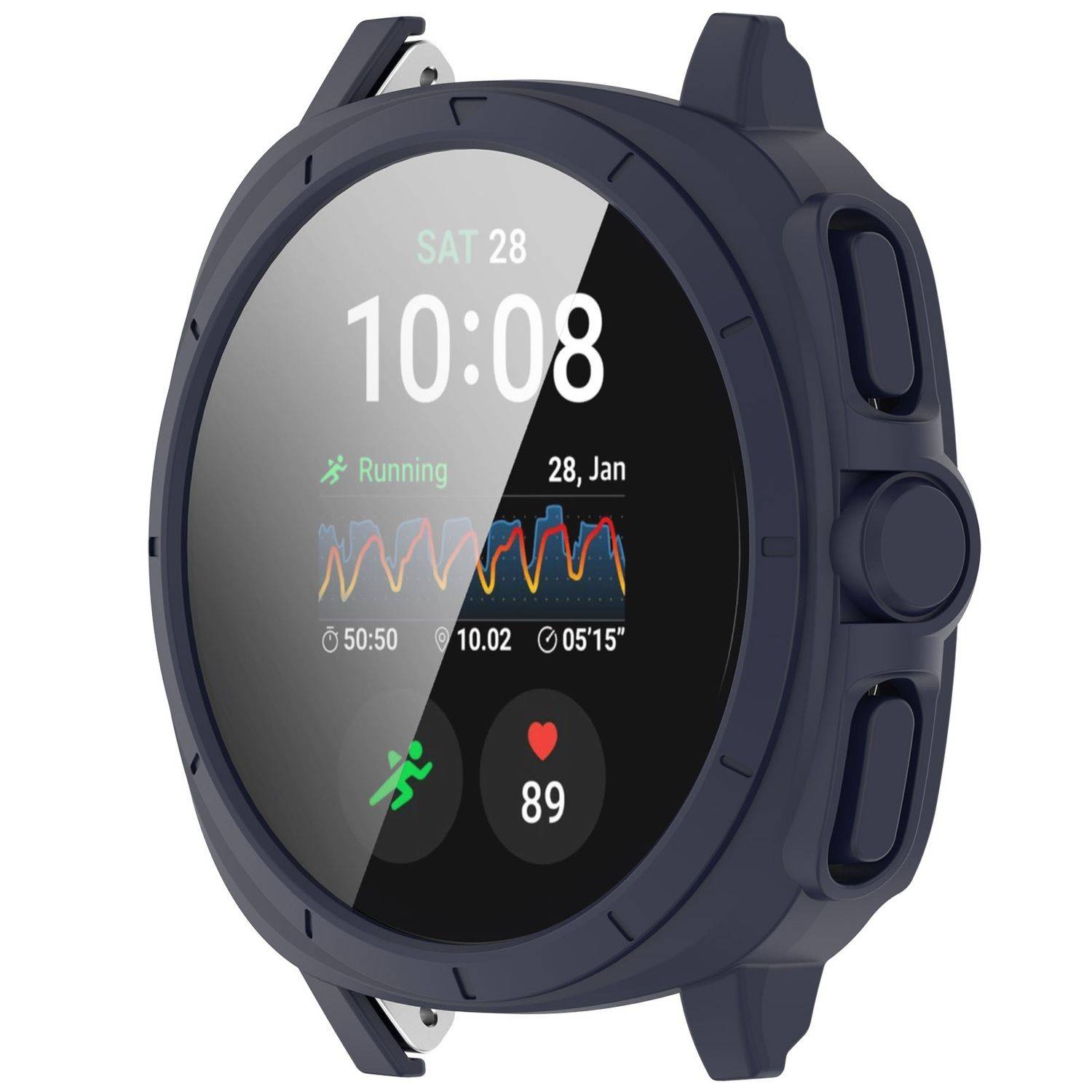 Für Samsung Galaxy Watch 7 40mm Kunststoff Hülle + Hart Glas D- Blau