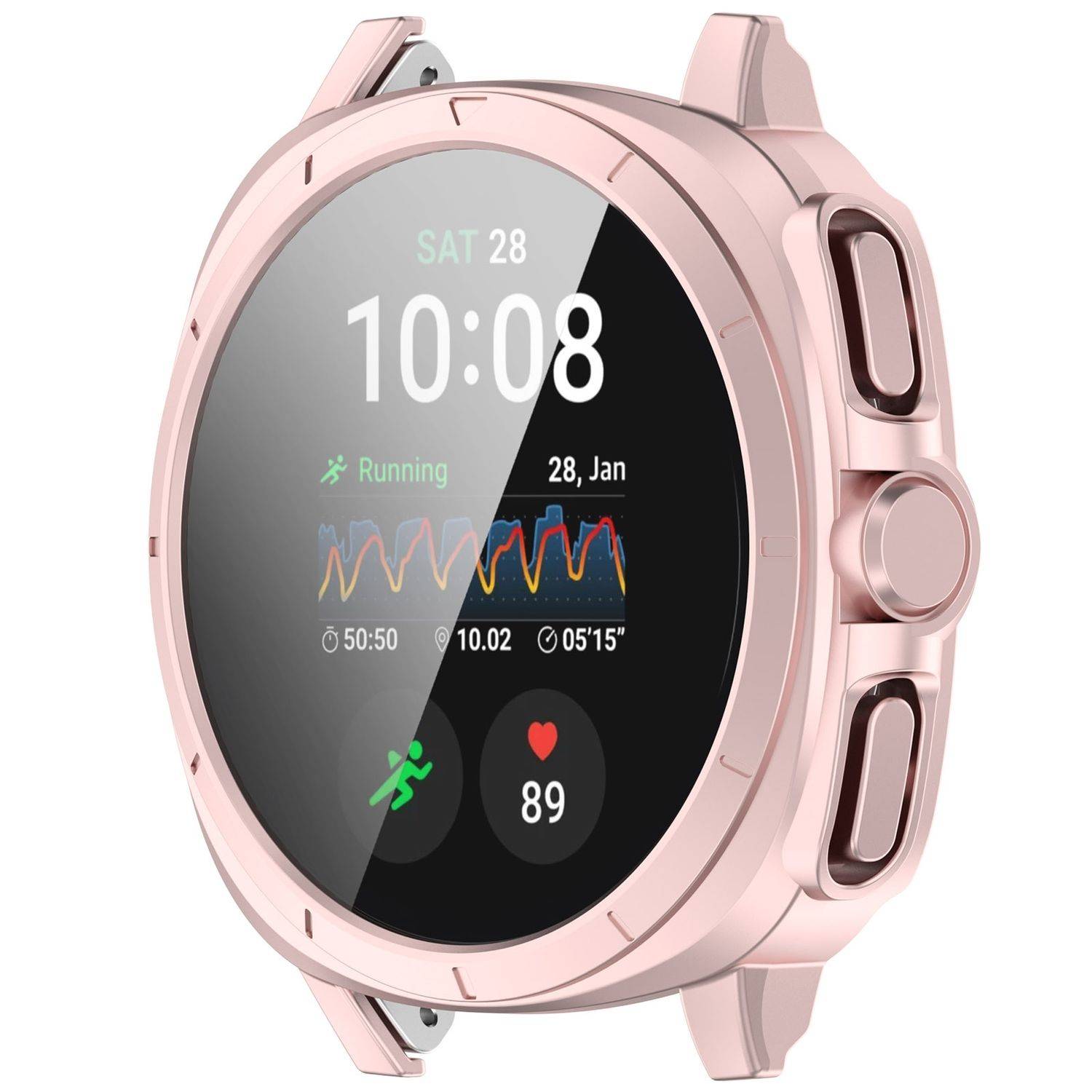 Für Samsung Galaxy Watch 7 44mm Kunststoff PC Hülle + Hart Glas Rosa
