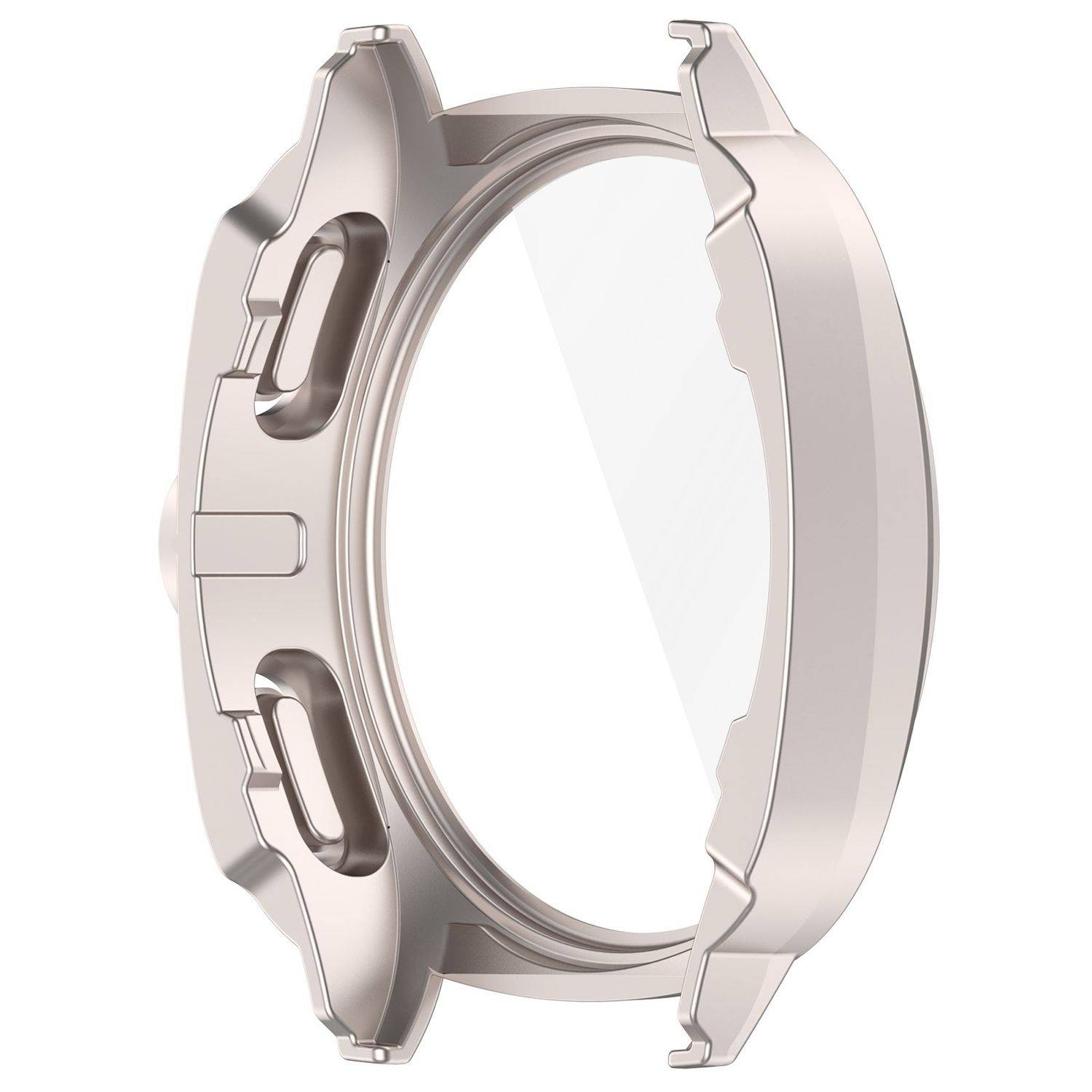 Für Samsung Galaxy Watch 7 44mm Kunststoff PC Hülle + Hart Glas Beige