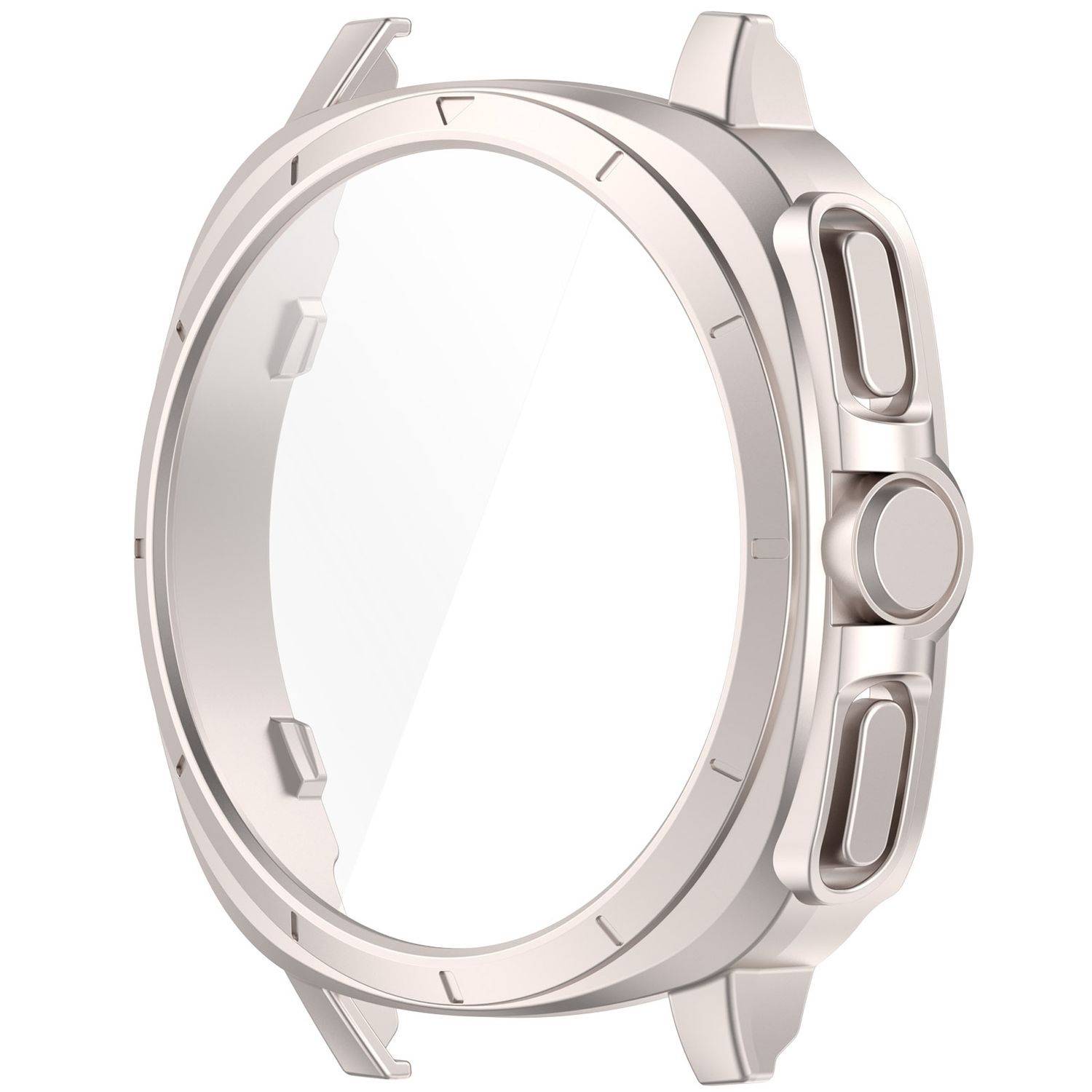 Für Samsung Galaxy Watch 7 44mm Kunststoff PC Hülle + Hart Glas Beige