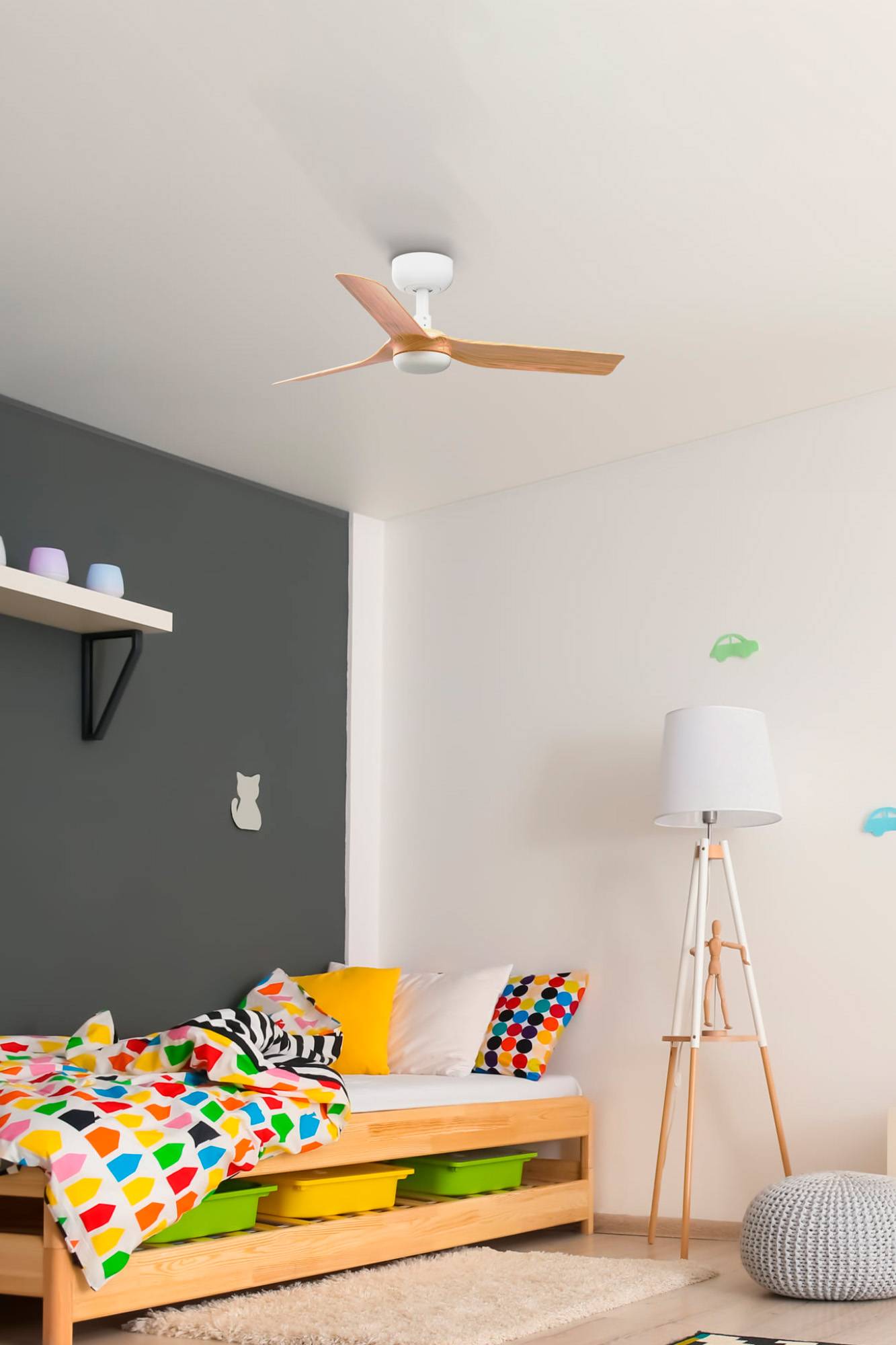 DC Deckenventilator Mini Punt Weiß-Ahorn