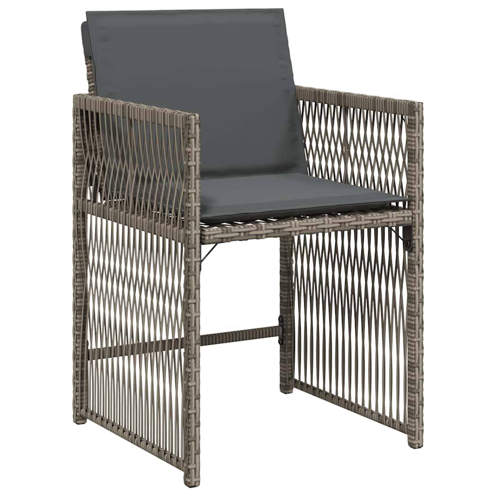 vidaXL Gartenstühle mit Kissen 4 Stk. Grau Poly Rattan