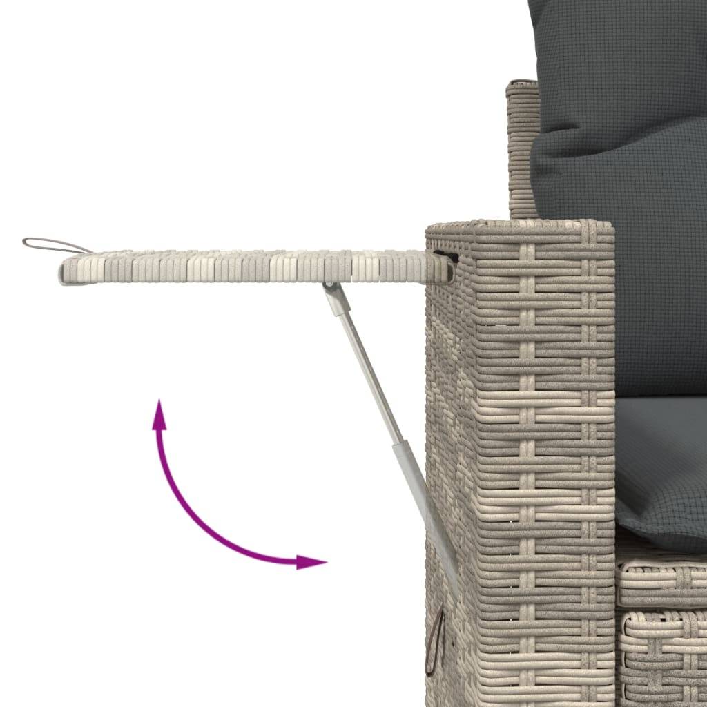 vidaXL 3-tlg. Garten-Sofagarnitur mit Kissen Hellgrau Poly Rattan
