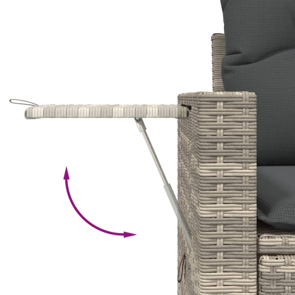 vidaXL 8-tlg. Garten-Sofagarnitur mit Kissen Hellgrau Poly Rattan