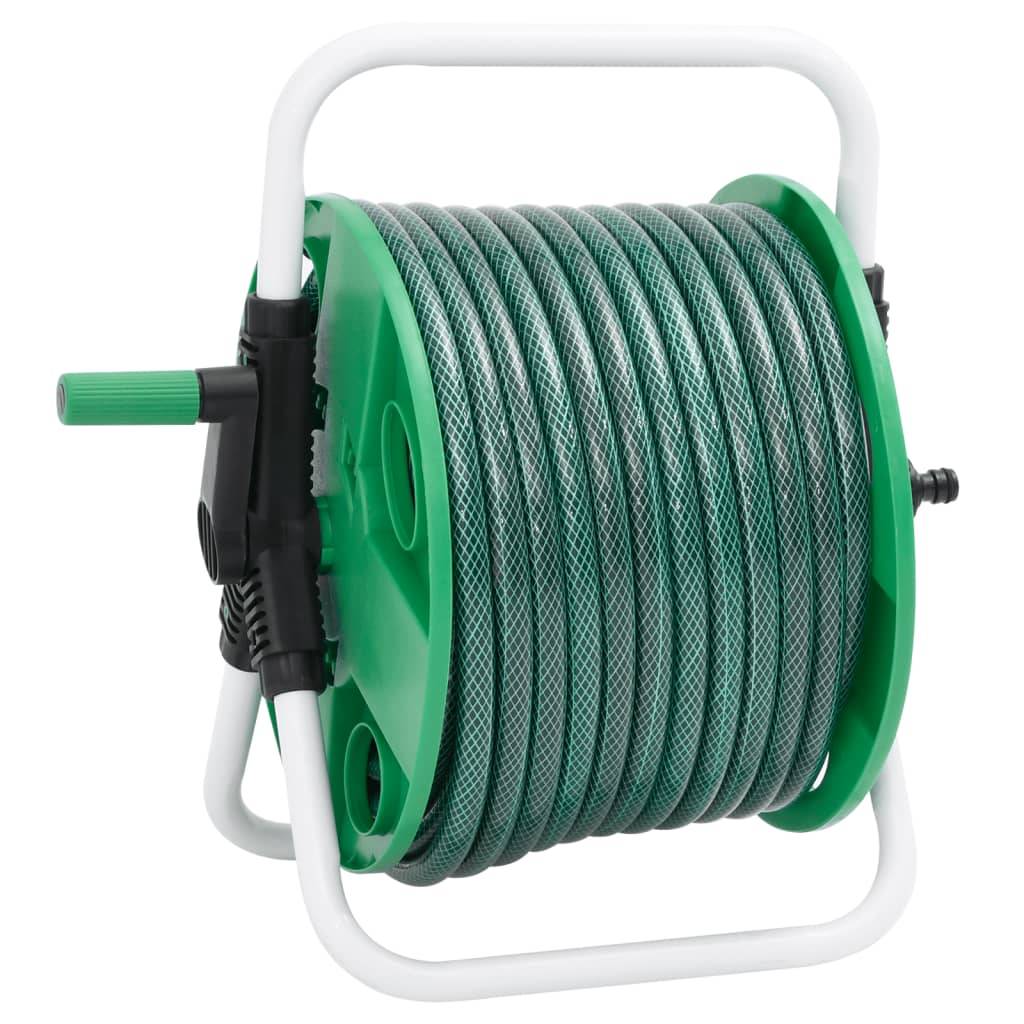 vidaXL Schlauchtrommel Freistehend Grün mit 30 m Schlauch PVC