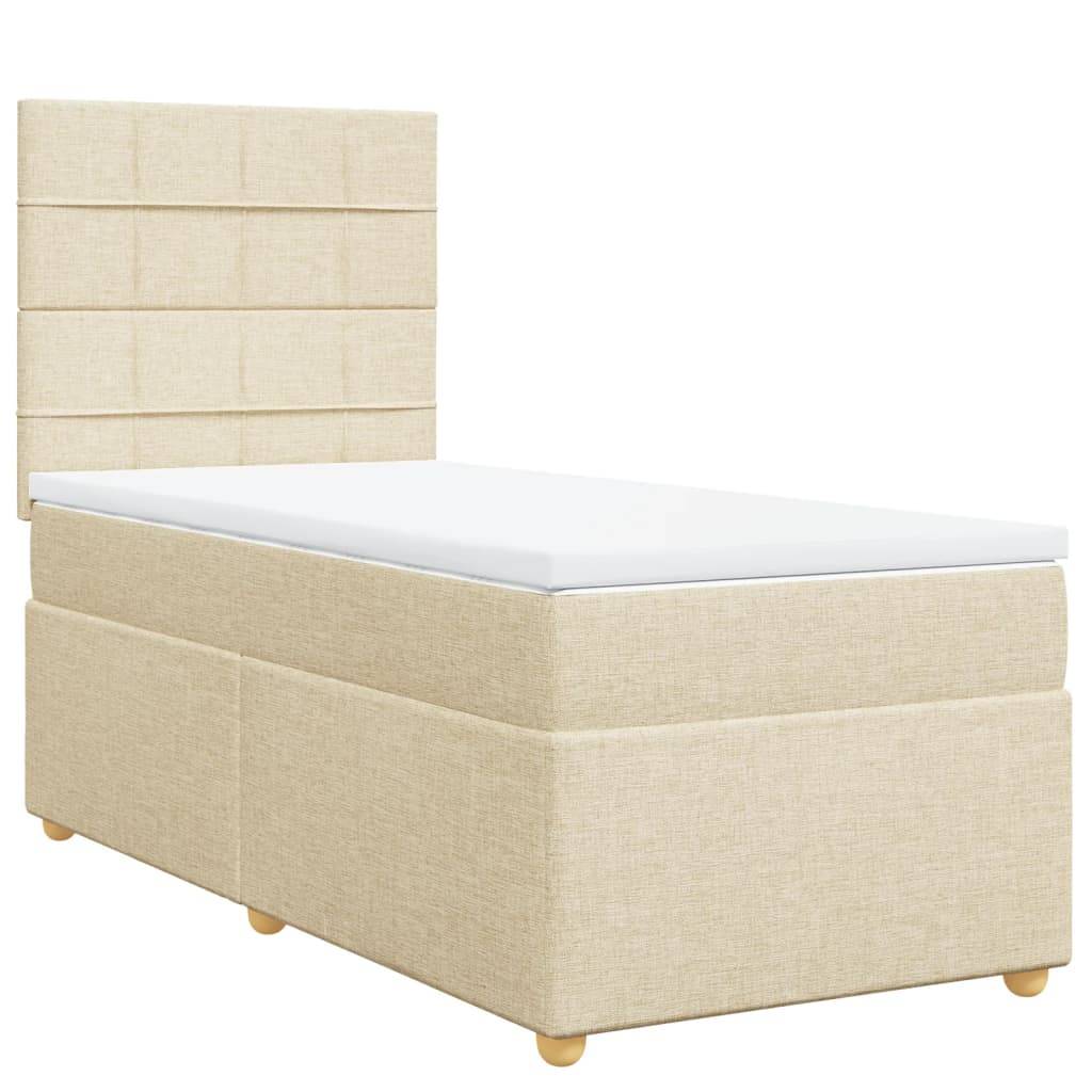vidaXL Boxspringbett mit Matratze Creme 90x200 cm Stoff