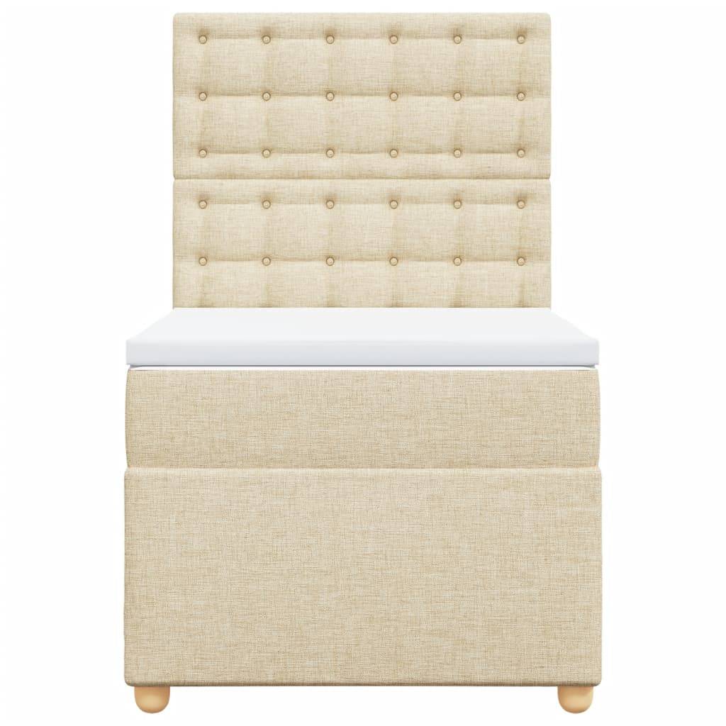 vidaXL Boxspringbett mit Matratze Creme 100x200 cm Stoff
