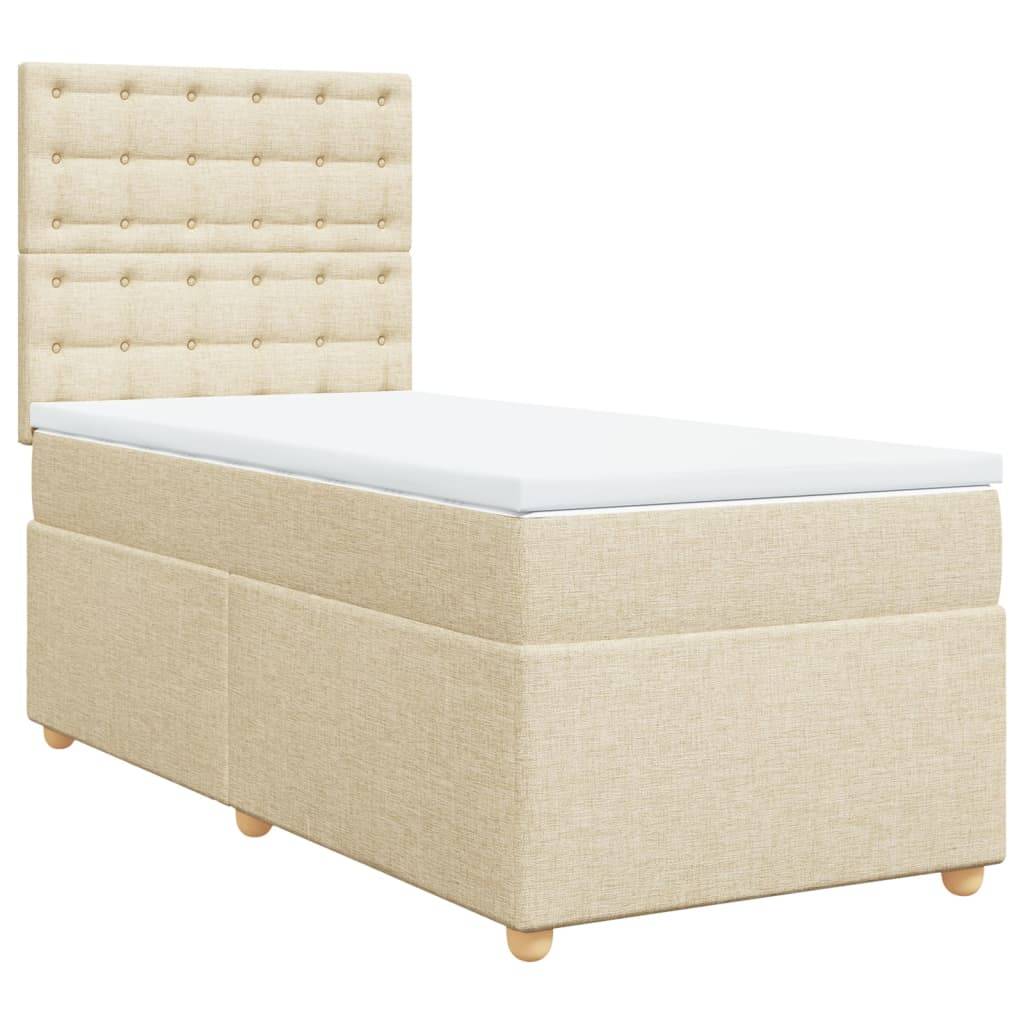 vidaXL Boxspringbett mit Matratze Creme 100x200 cm Stoff