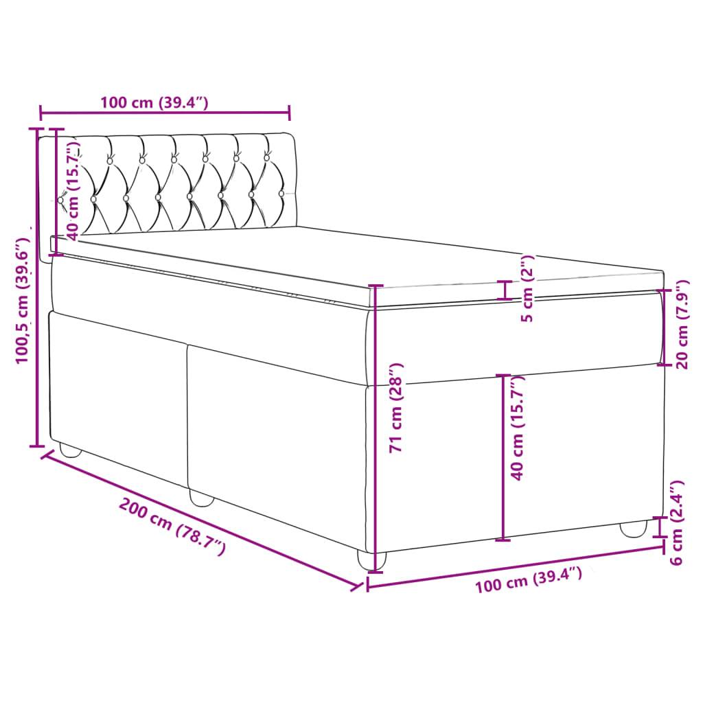 vidaXL Boxspringbett mit Matratze Creme 100x200 cm Stoff