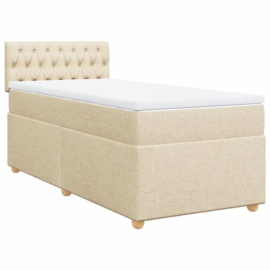 vidaXL Boxspringbett mit Matratze Creme 100x200 cm Stoff