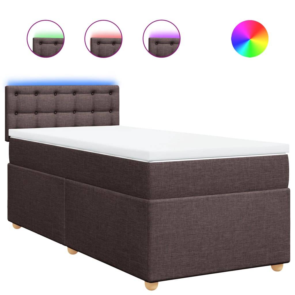 vidaXL Boxspringbett mit Matratze Dunkelbraun 90x190 cm Stoff