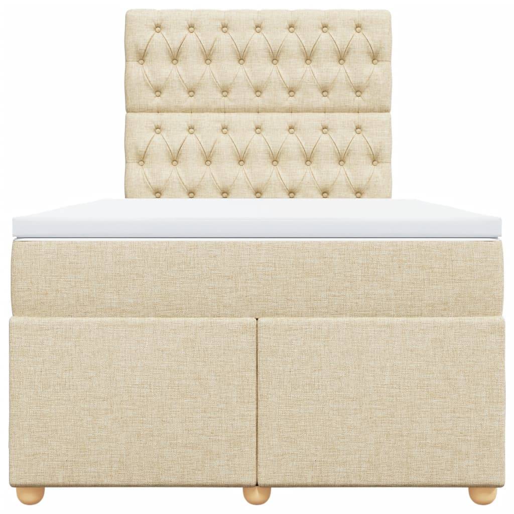 vidaXL Boxspringbett mit Matratze Creme 120x190 cm Stoff