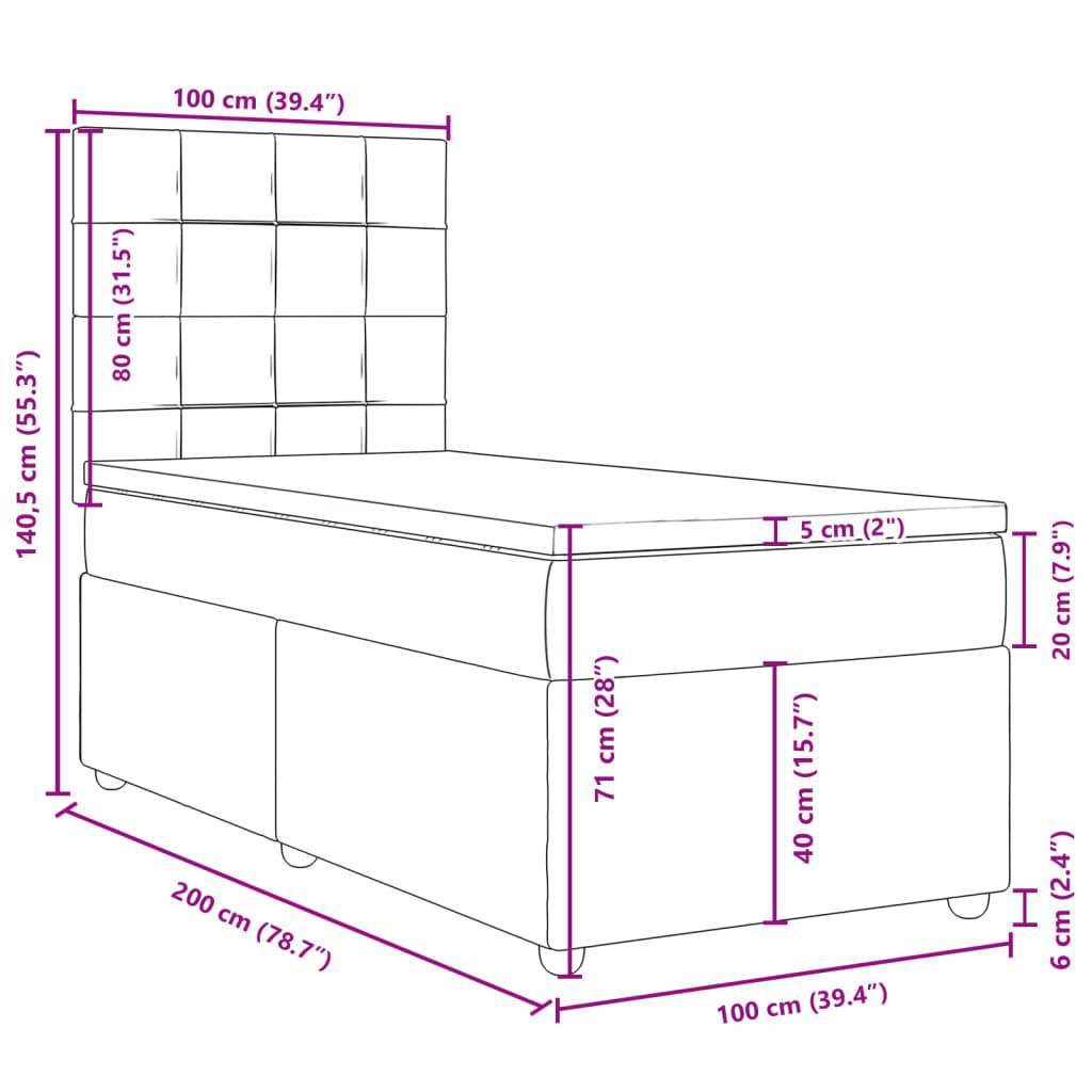 vidaXL Boxspringbett mit Matratze Dunkelbraun 100x200 cm Stoff