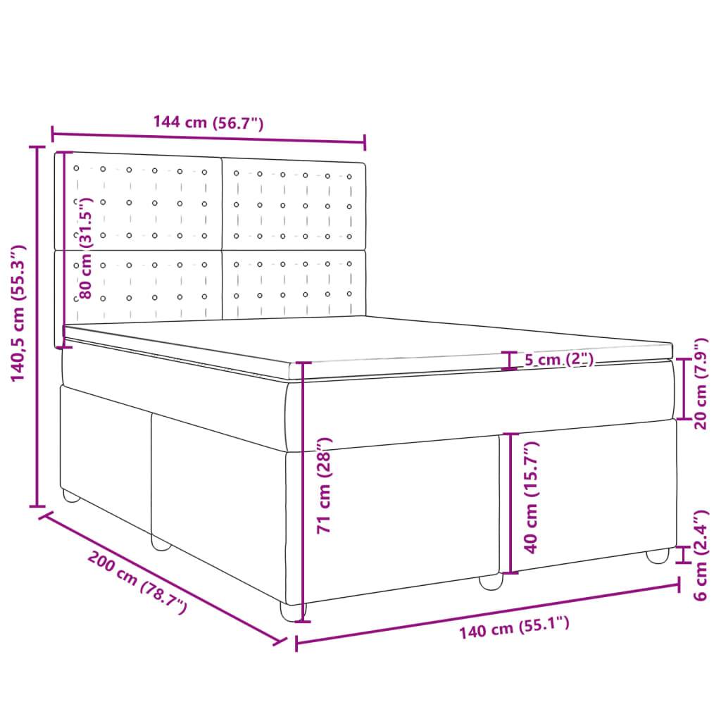 vidaXL Boxspringbett mit Matratze Dunkelbraun 140x200 cm Stoff