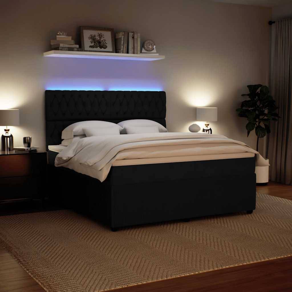 vidaXL Boxspringbett mit Matratze Schwarz 180x200 cm Samt
