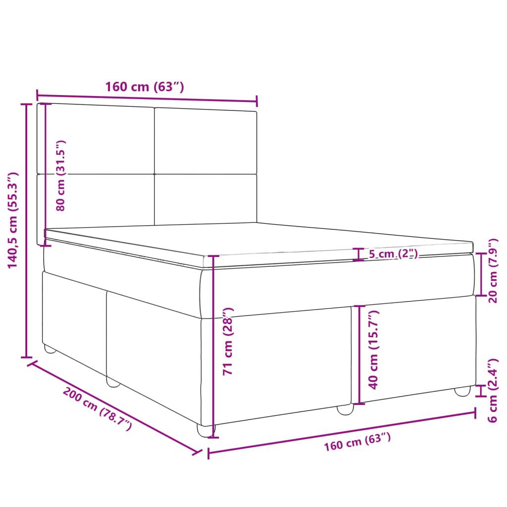 vidaXL Boxspringbett mit Matratze Schwarz 160x200 cm Stoff
