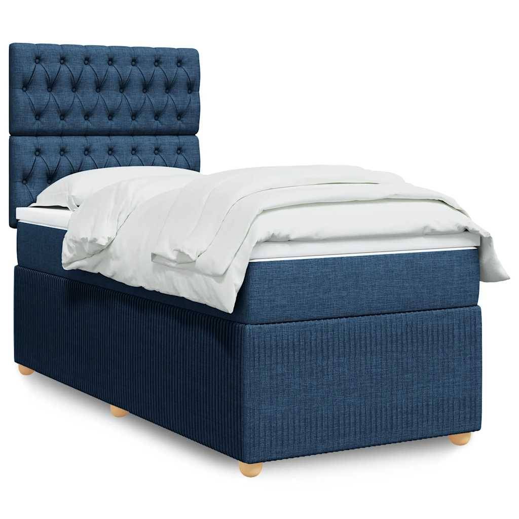 vidaXL Boxspringbett mit Matratze Blau 80x200 cm Stoff