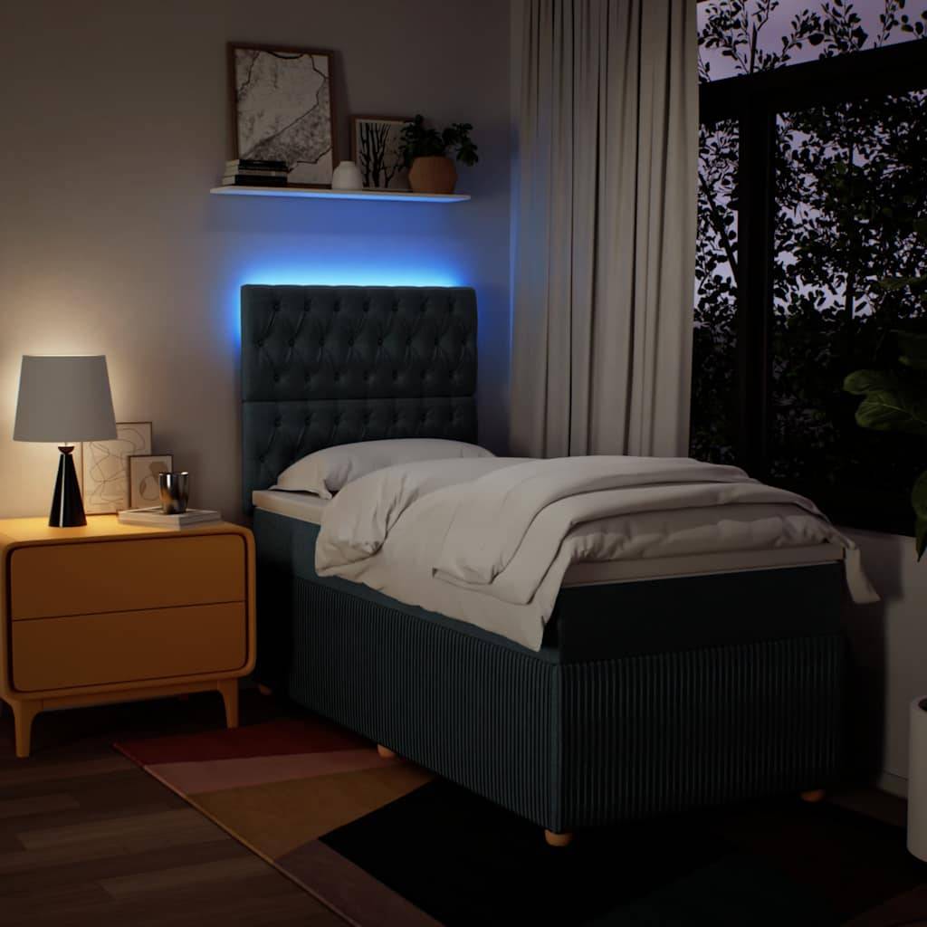vidaXL Boxspringbett mit Matratze Blau 80x200 cm Stoff