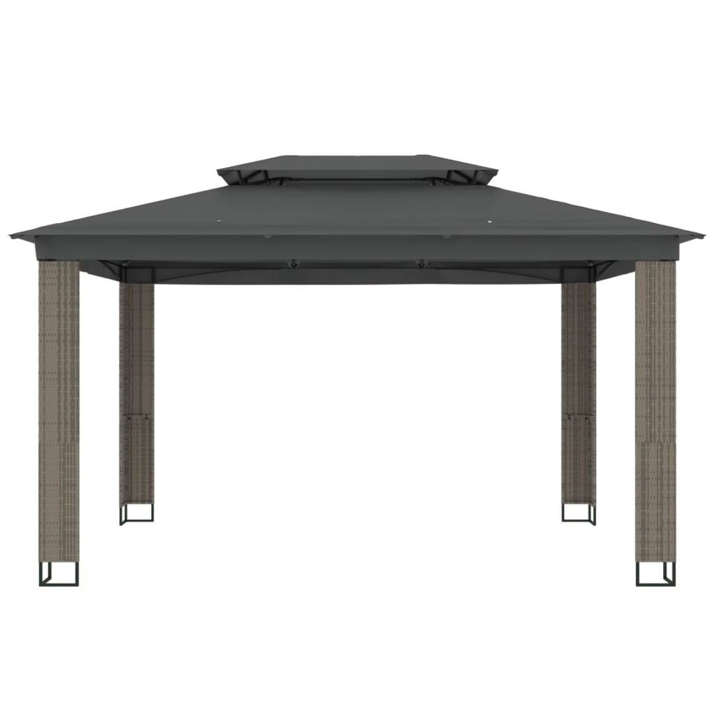 vidaXL Pavillon mit Doppeldach Anthrazit 3,94x2,96 m Stahl